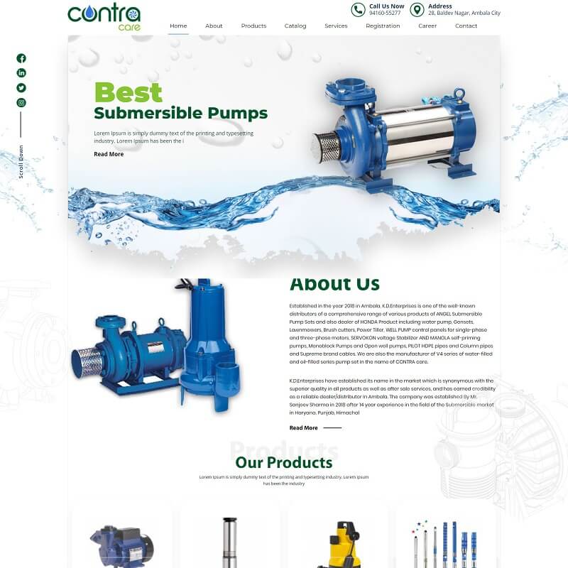 Contracare- website for Agriculture pump sets for water lifting